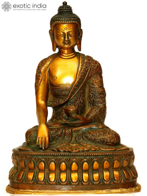 8" Buddha Bhumisparsha Mudra Brass Statue Handmade