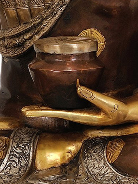 29" Bhumisparsha Mudra Buddha Brass Statue on the Lotus Throne | Handmade | Made in India