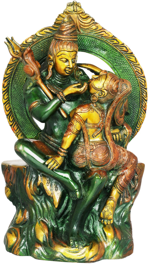 12" Shiva Parvati Brass Statue Handmade