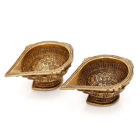 Pair Of Diya Oil Lamp Puja Candle Holder