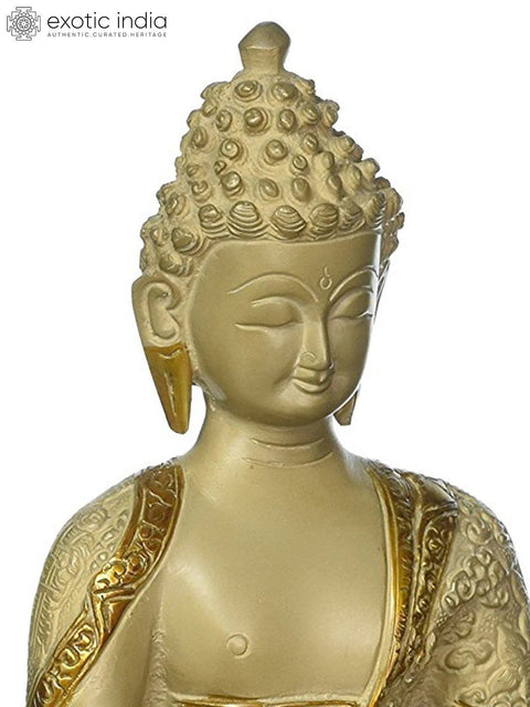 13" Medicine Buddha Statue with Intricate Hand Carving Brass Sculptures In Brass | Handmade | Made In India
