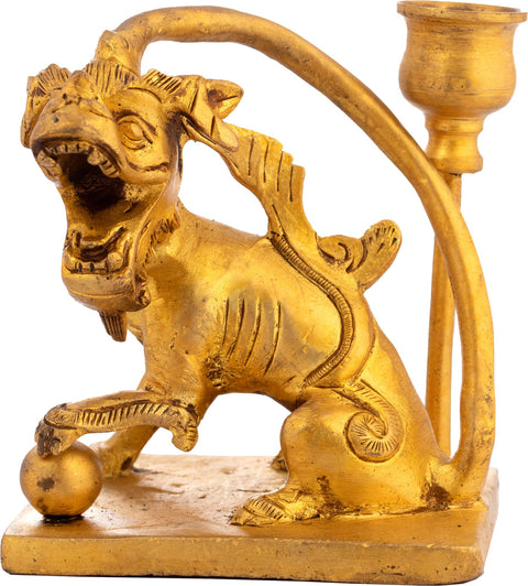 Roaring Lion Brass Candle Stand