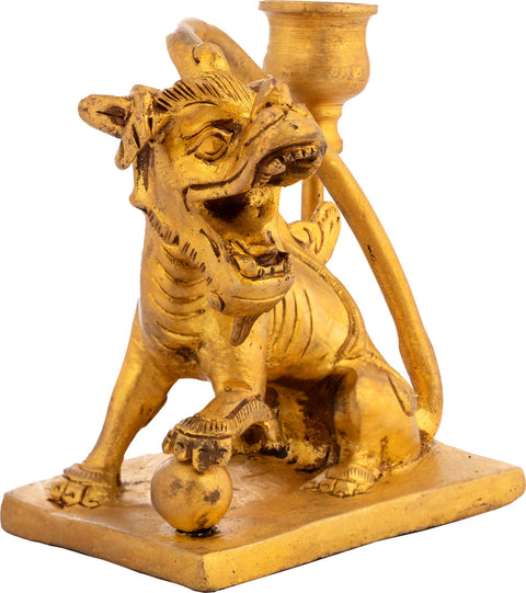 Roaring Lion Brass Candle Stand
