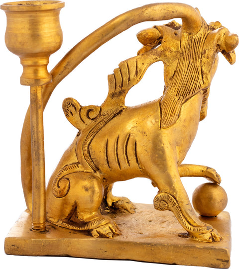 Roaring Lion Brass Candle Stand