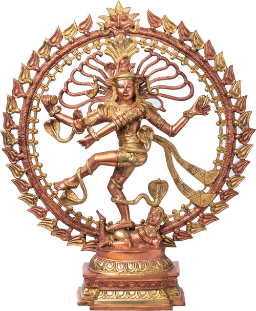 25" Nataraja Handmade Brass Statue with Gold Plated Finish