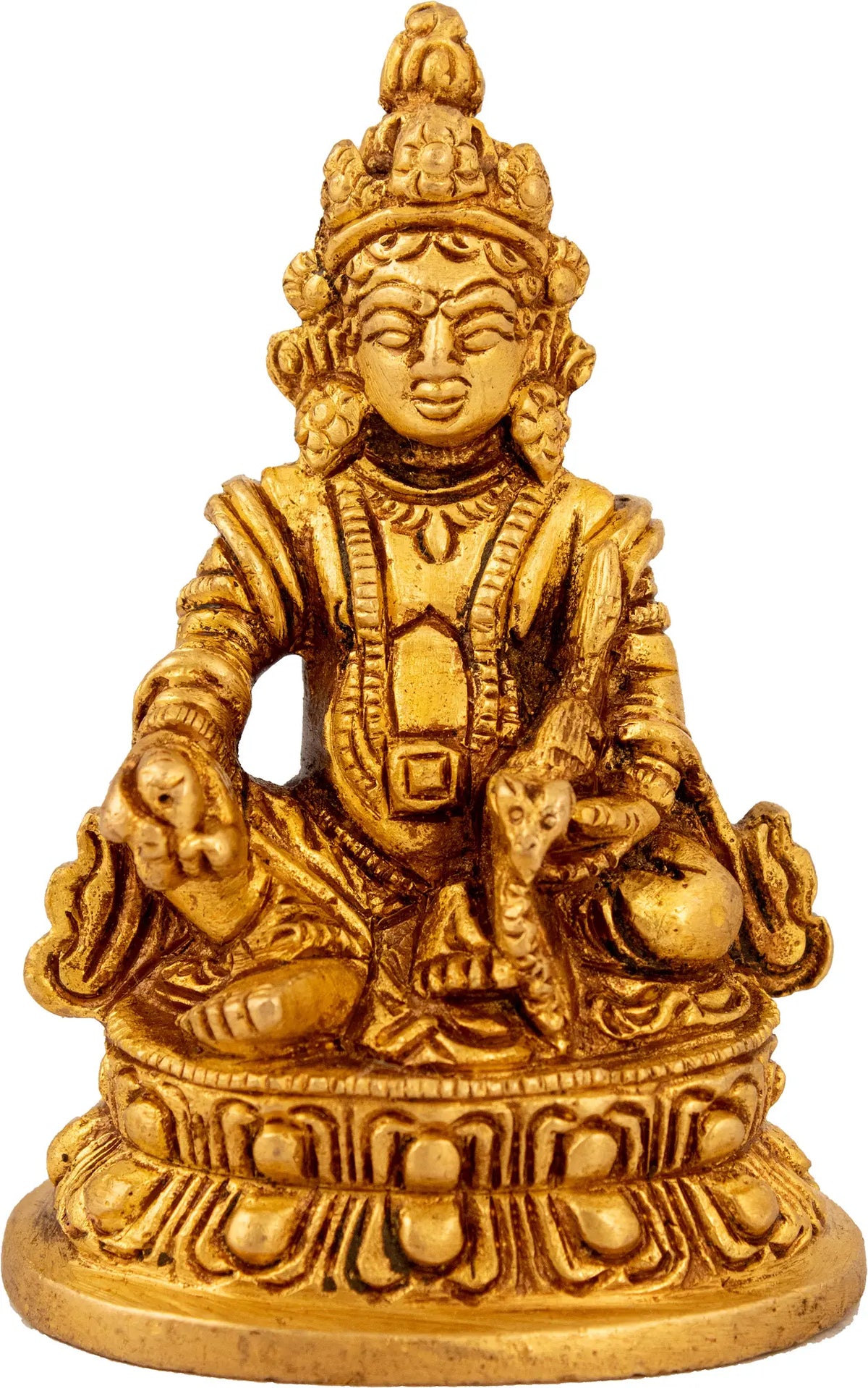 3" Seated Kubera Statue in Brass | Handmade Idols | Made In India