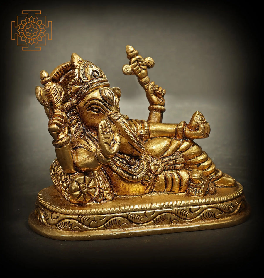 3" Handmade Blessing Ganesha Brass Statue for Home Pooja