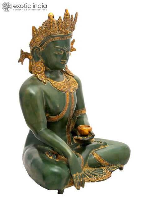 21" Introspective Crowned Buddha (Tibetan Buddhist) In Brass | Handmade | Made In India