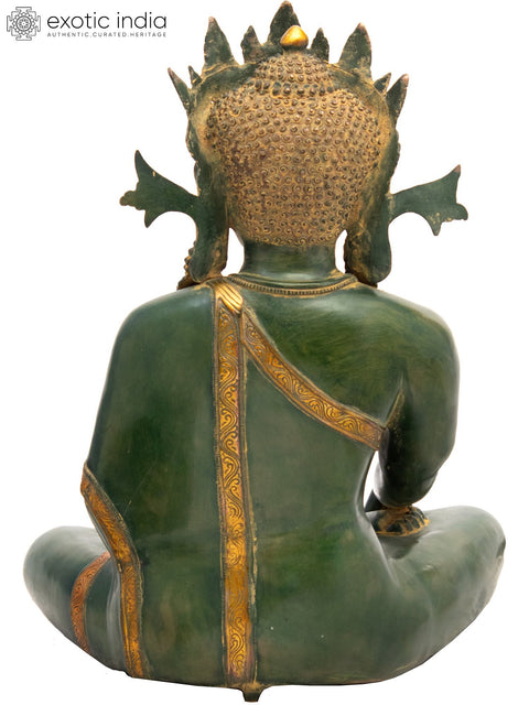 21" Introspective Crowned Buddha (Tibetan Buddhist) In Brass | Handmade | Made In India
