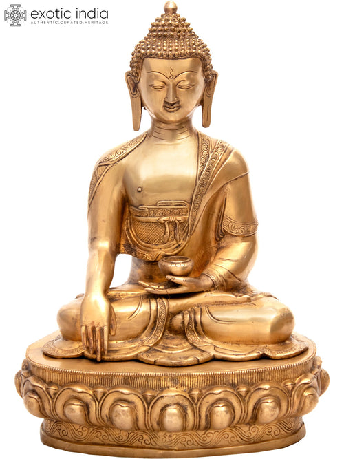 22" Lord Buddha Earth-Witness Gesture Handmade Brass Statue