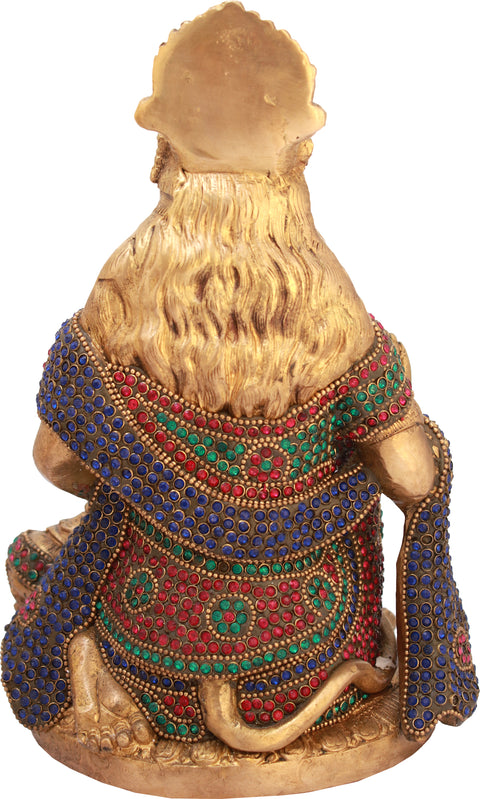 9" Hanuman Ji Granting Abhaya In Brass | Handmade | Made In India