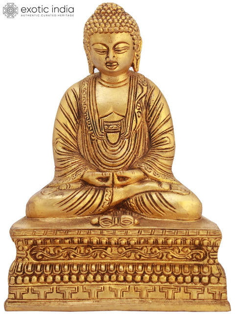 7" Tibetan Buddhist Lord Buddha In Dhyan Mudra (Meditation) In Brass | Handmade | Made In India