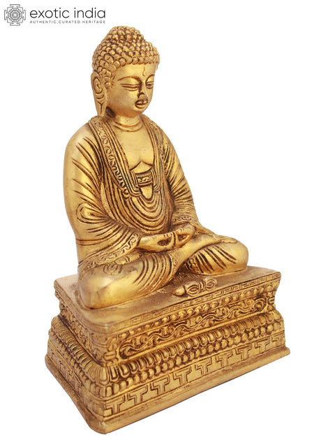 7" Tibetan Buddhist Lord Buddha In Dhyan Mudra (Meditation) In Brass | Handmade | Made In India