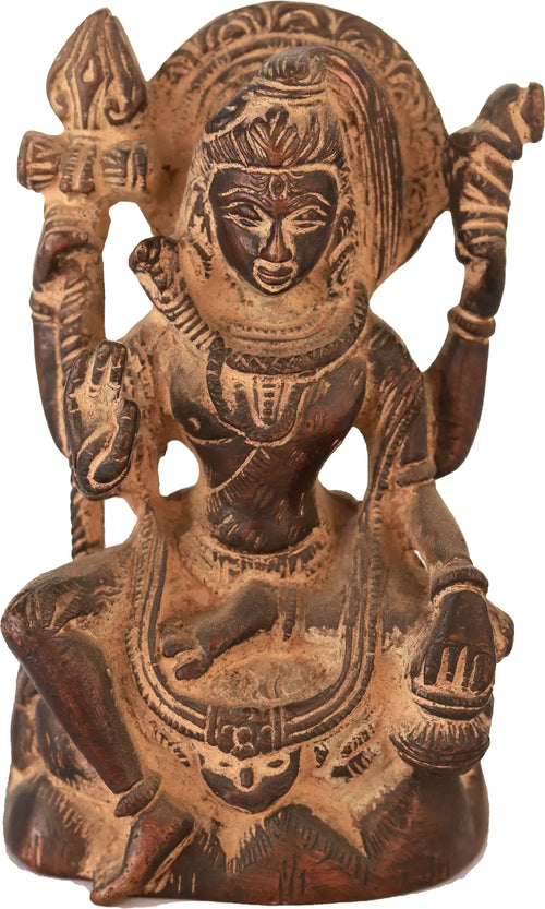 4" Handmade Lord Shiva Brass Idol for Home Pooja