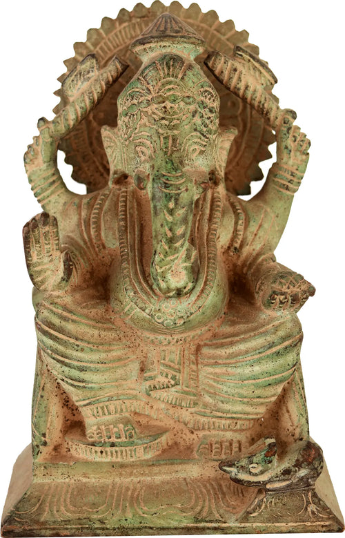 4" Handmade Aashirwad Ganesha Brass Idol for Pooja