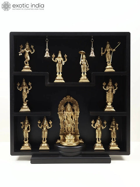 23" Lord Vishnu & His Ten Incarnations Brass Statue | Divine Indian Sculpture
