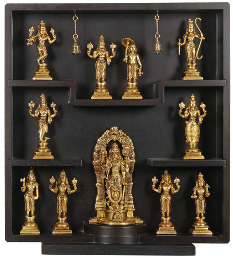 23" Lord Vishnu & His Ten Incarnations Brass Statue | Divine Indian Sculpture