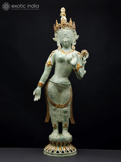 30" Standing Tara Tibetan Buddhist Brass Statue Handmade