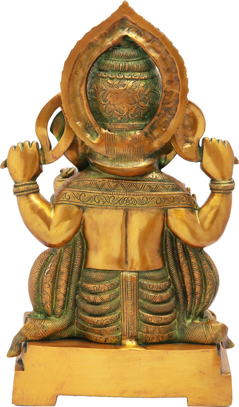 18" Crowned Ganesha In Brass | Handmade | Made In India