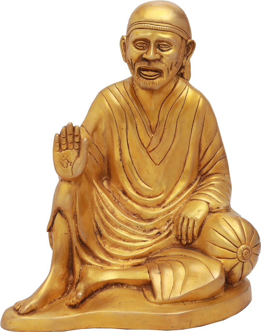 10" Shirdi Sai Baba Brass Statue Handmade