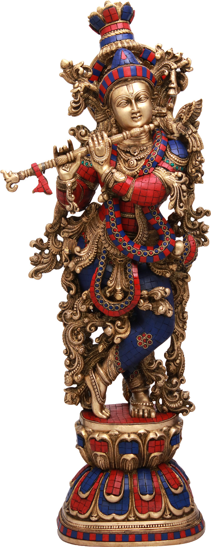 30" Large Size Krishna - The Divine Flutist In Brass | Handmade | Made In India