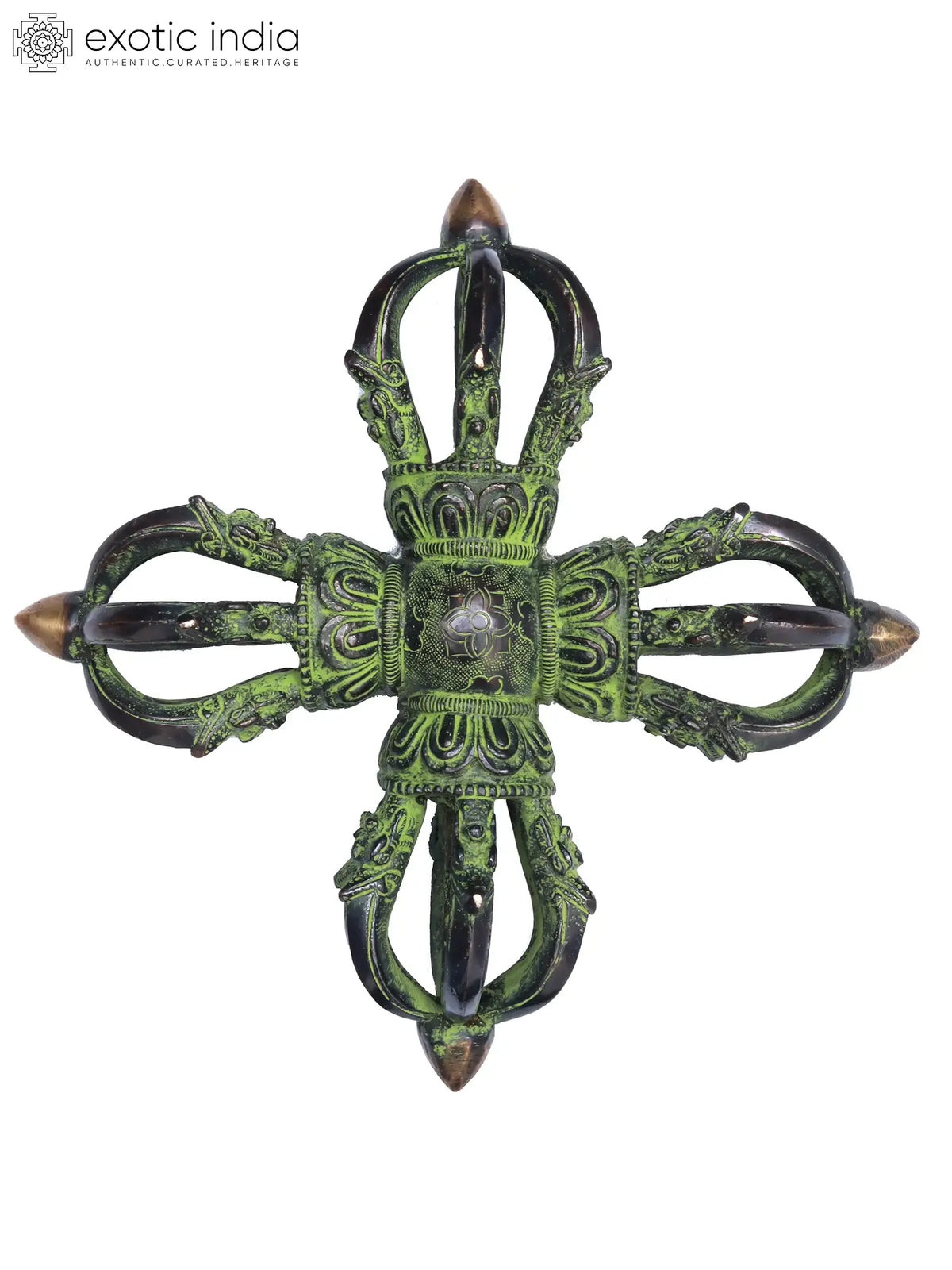 3" Tibetan Buddhist Double Dorje (Vishva-Vajra) in Brass | Handmade | Made in India