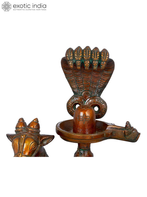 8" Nandi for Abhisheka with Shiva Linga in Brass | Handmade | Made in India