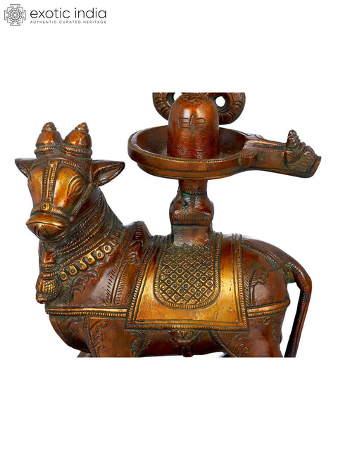 8" Nandi for Abhisheka with Shiva Linga in Brass | Handmade | Made in India