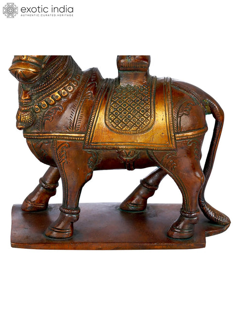 8" Nandi for Abhisheka with Shiva Linga in Brass | Handmade | Made in India