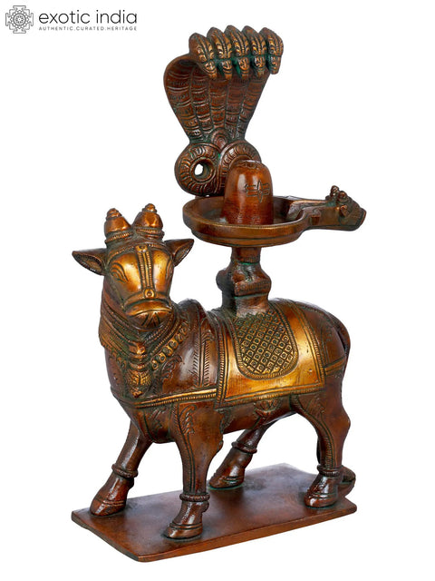 8" Nandi for Abhisheka with Shiva Linga in Brass | Handmade | Made in India