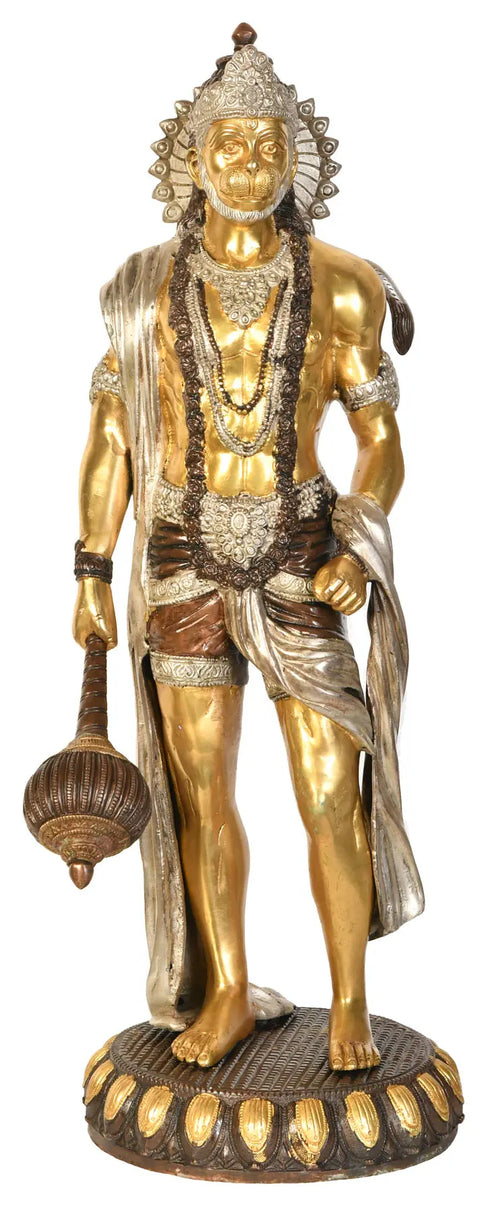 23" Lord Hanuman Brass Statue Handmade for Pooja and Home Decor