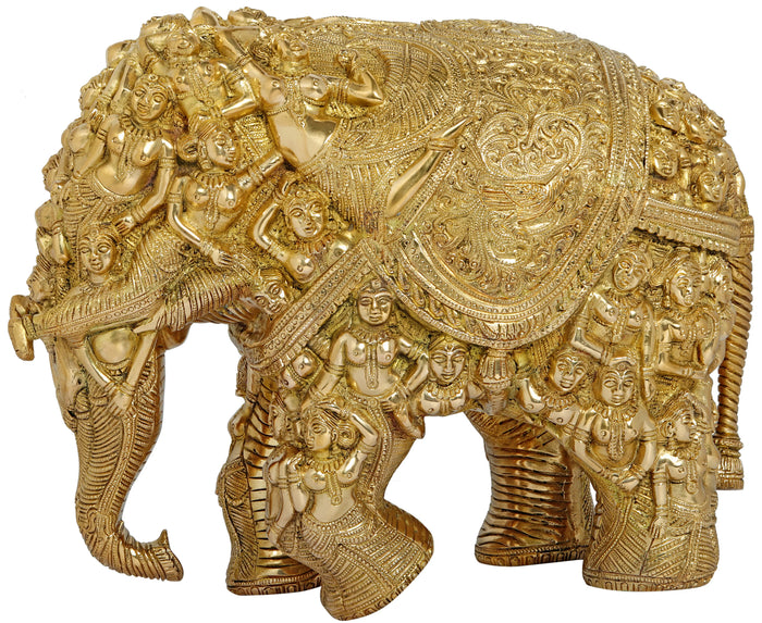 11" Brass Airavata Elephant Statue Handmade Home Decor