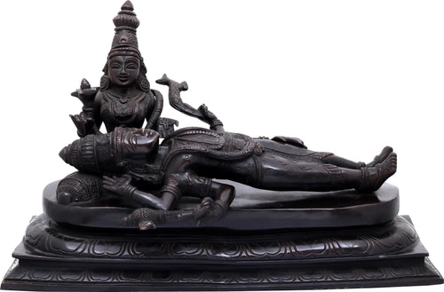 11" Handmade Brass Statue of Lord Shiva and Bhuneshwari Devi