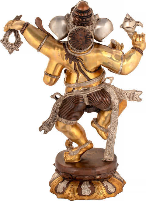 33" Large Size Dancing Ganesha Brass Idol | Handmade | Made In India