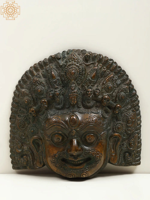 6" Mahakala Brass Mask Statue Handmade