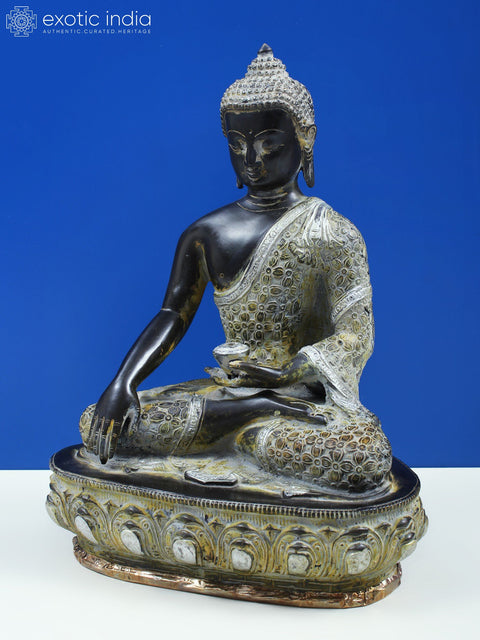13" Buddha Seated in Bhumisparsha Mudra In Brass | Handmade | Made In India