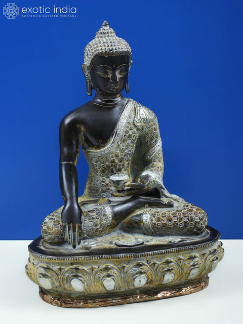 13" Buddha Seated in Bhumisparsha Mudra In Brass | Handmade | Made In India