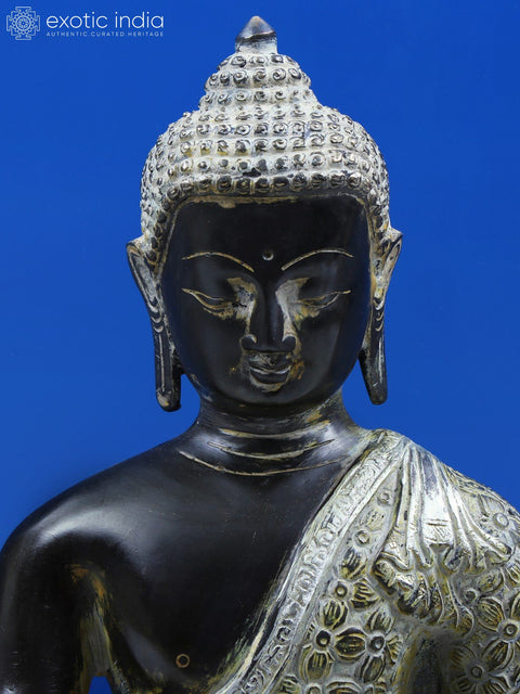 13" Buddha Seated in Bhumisparsha Mudra In Brass | Handmade | Made In India