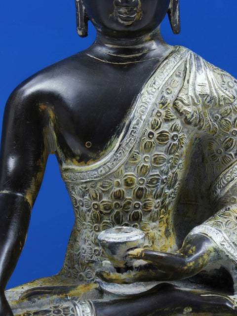 13" Buddha Seated in Bhumisparsha Mudra In Brass | Handmade | Made In India