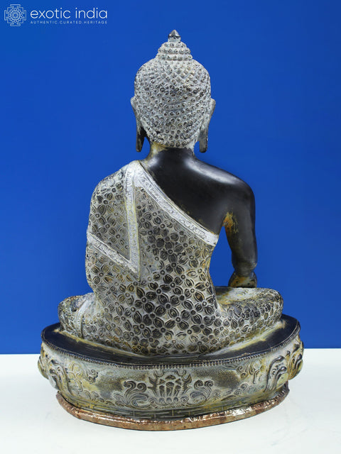 13" Buddha Seated in Bhumisparsha Mudra In Brass | Handmade | Made In India