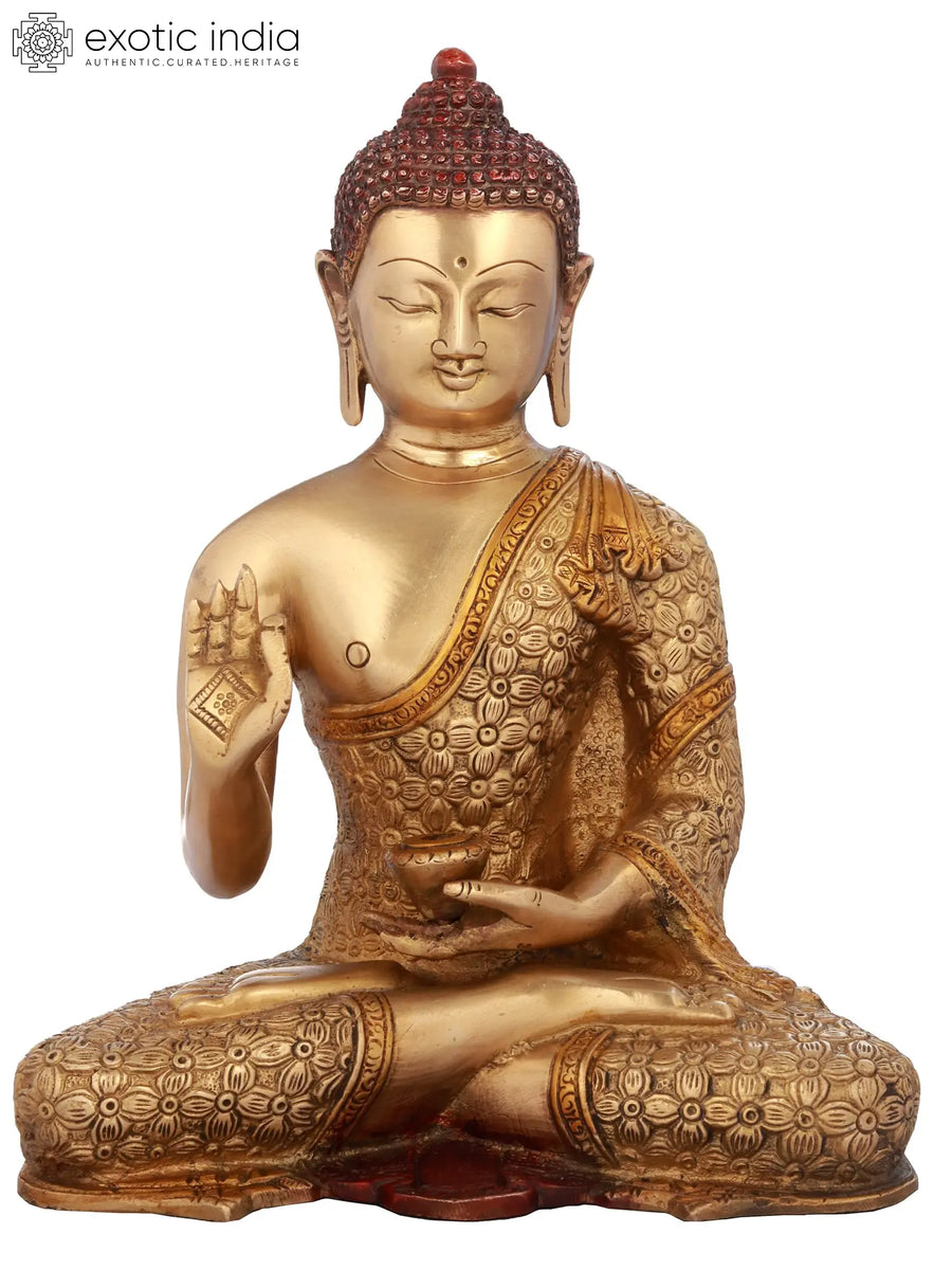 10" Blessing Buddha Handmade Brass Statue