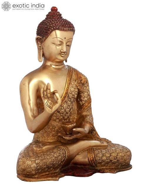 10" Blessing Buddha In Brass | Handmade | Made In India