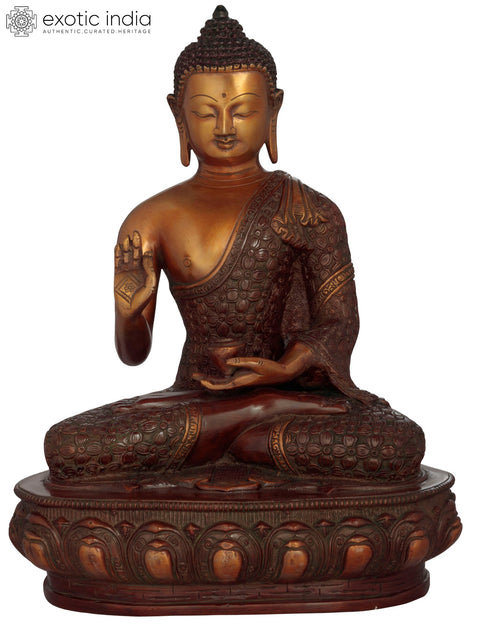 13" Blessing Buddha In Brass | Handmade | Made In India
