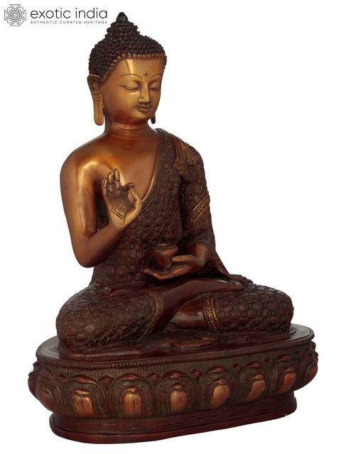 13" Blessing Buddha In Brass | Handmade | Made In India