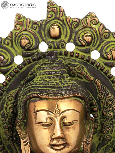 11" Blessing Buddha Seated on Fine Throne In Brass | Handmade | Made In India