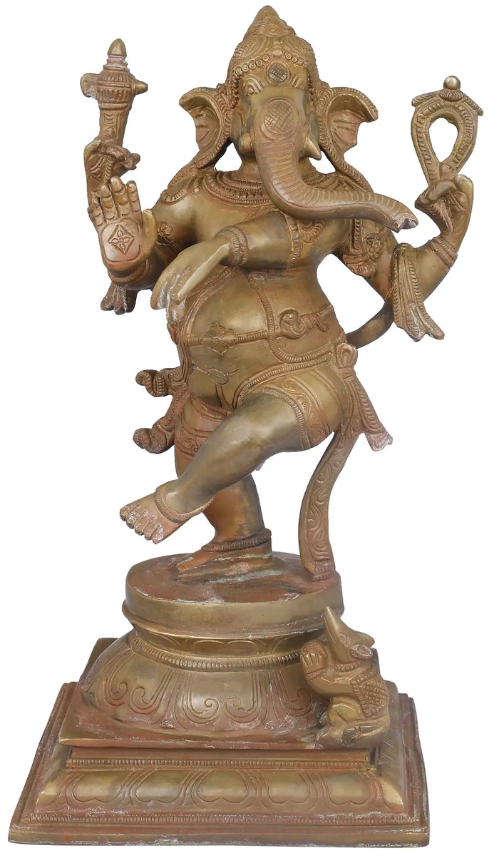 12" Dancing Ganesha Brass Statue for Home Decor