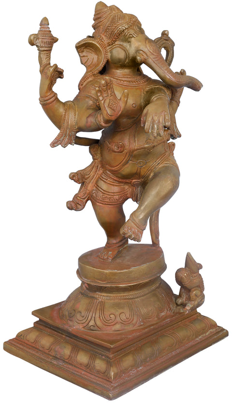 12" Adorably Dancing Ganesha In Brass