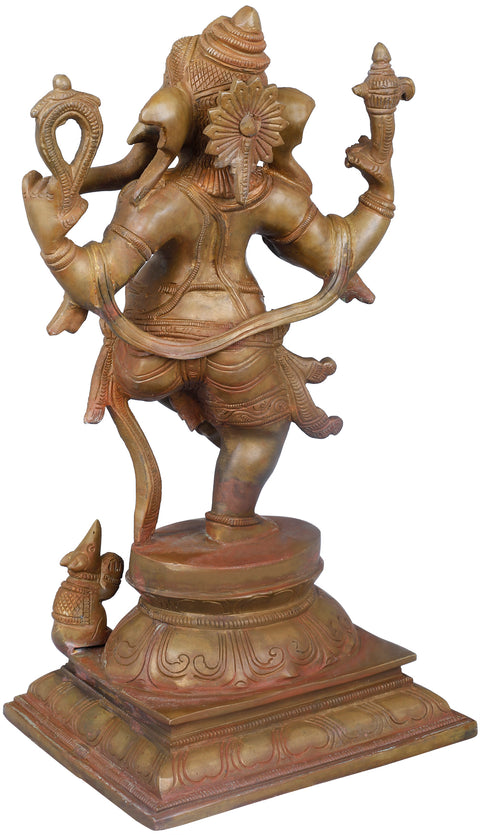 12" Adorably Dancing Ganesha In Brass