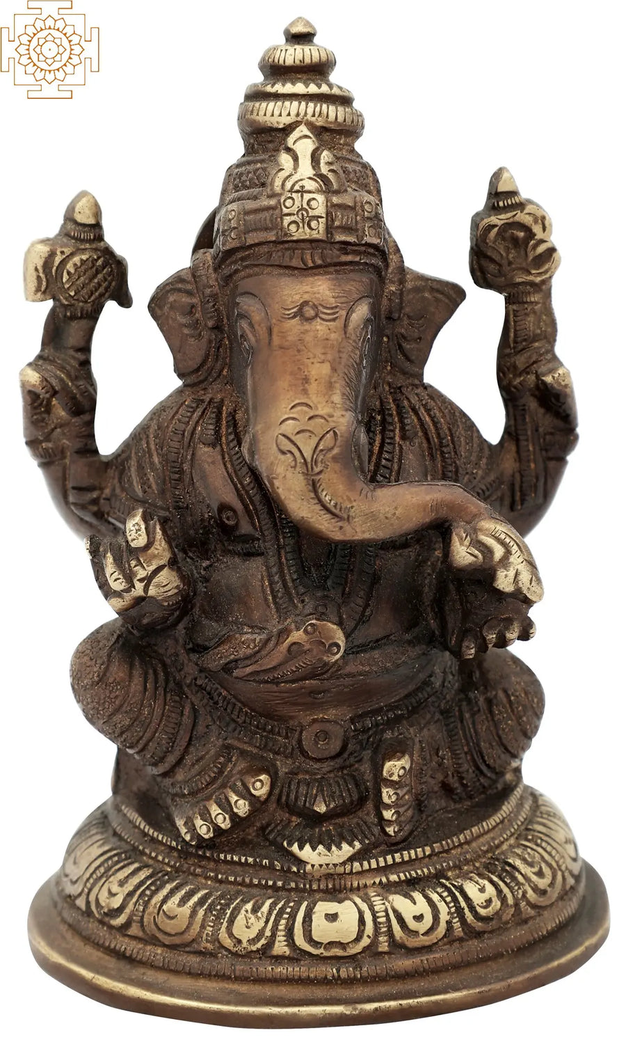 5" Handmade Brass Ganesha Statue for Hindu Pooja