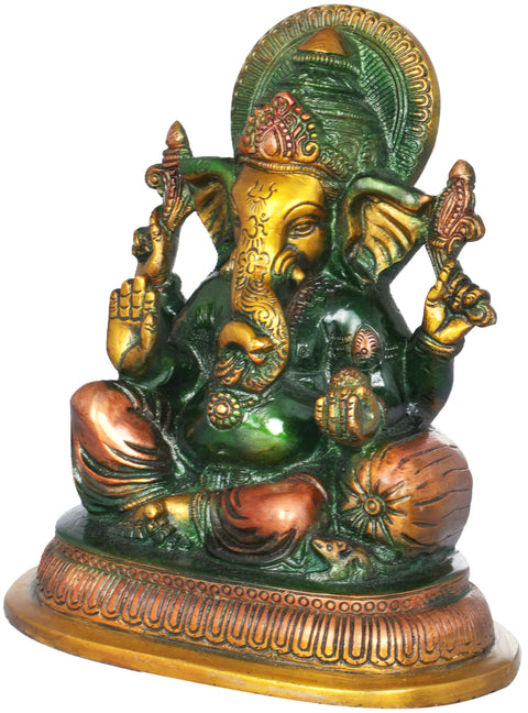 7" Ashirwad Ganesha In Brass | Handmade | Made In India